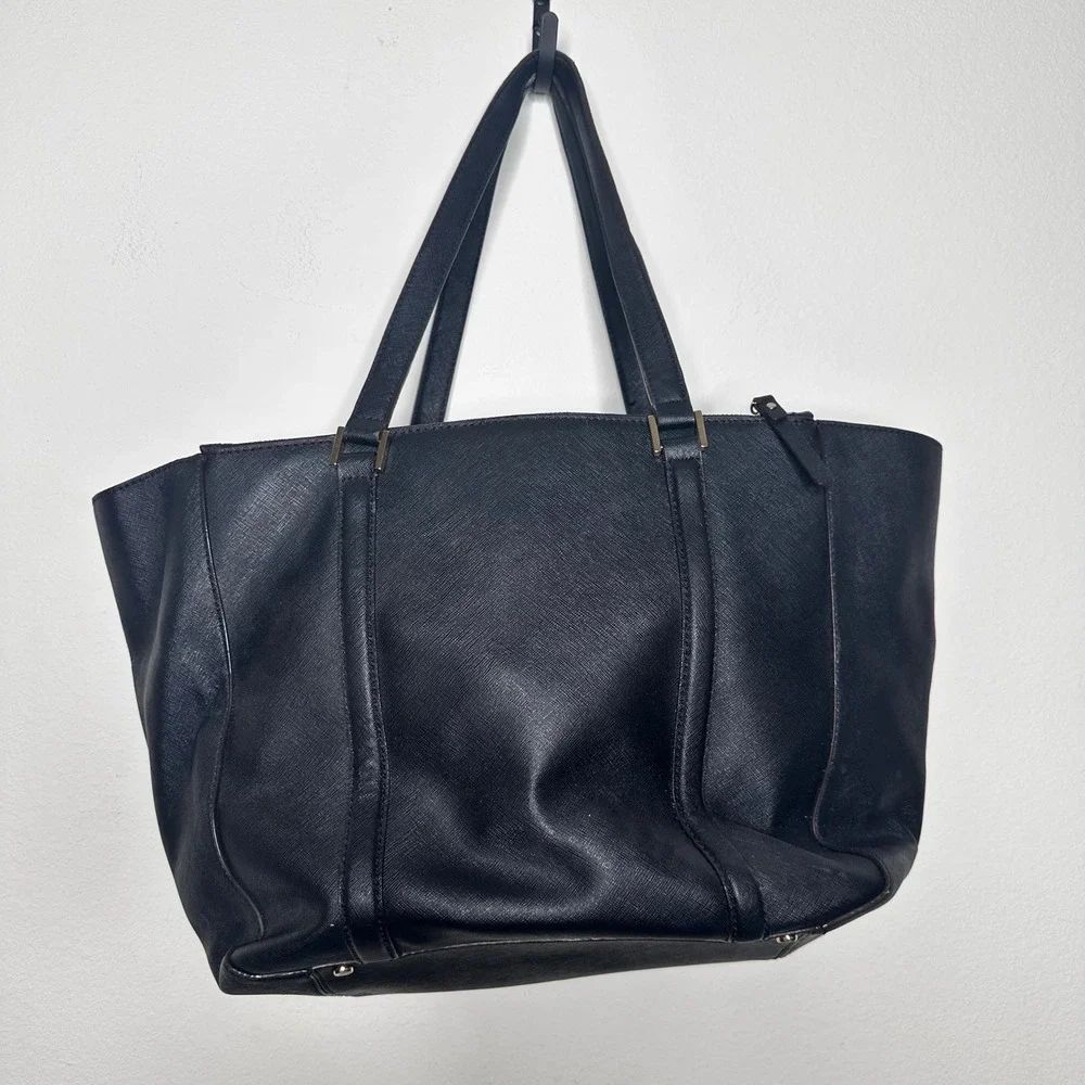 Kate Spade New York Black Saffiano Leather‎ Triple Compartment Tote Bag Large